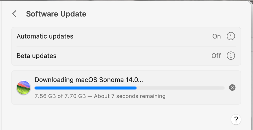 Software update progress bar.  