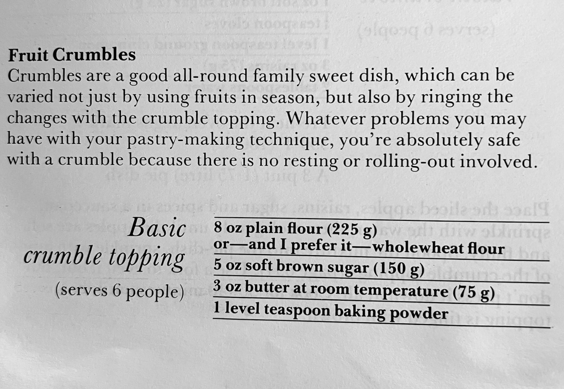 Basic crumble topping ingredients. 