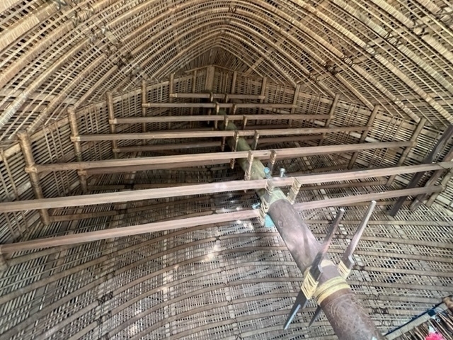 Looking up at the ceiling in reception. 