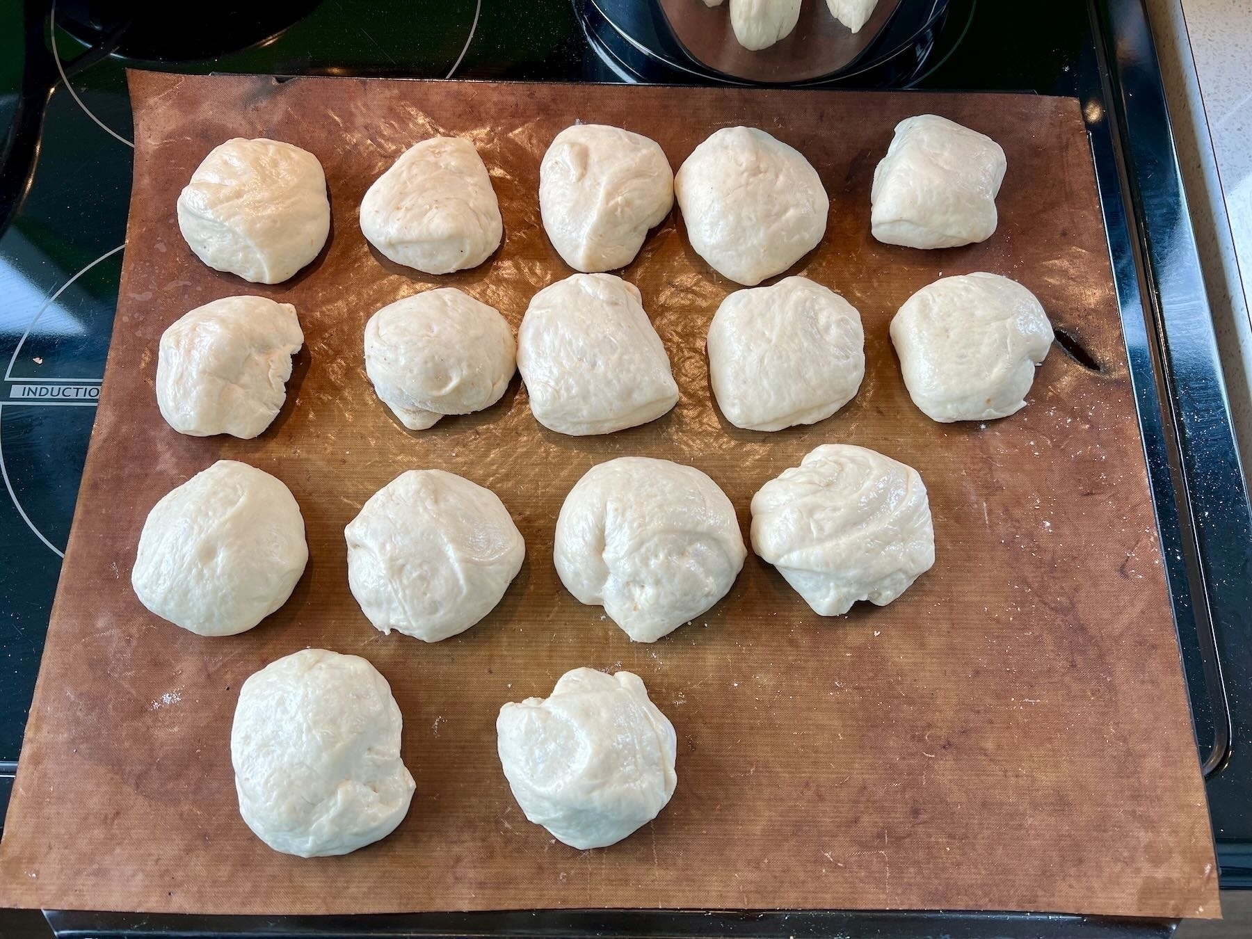 Rolls nearly ready to go in the oven. 