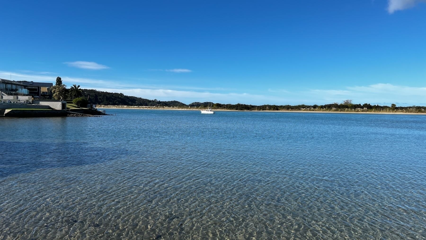 Sea inside the sandbar. 