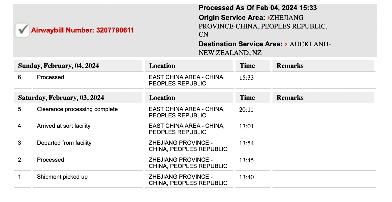 Shipping info shows the watch in East China. 