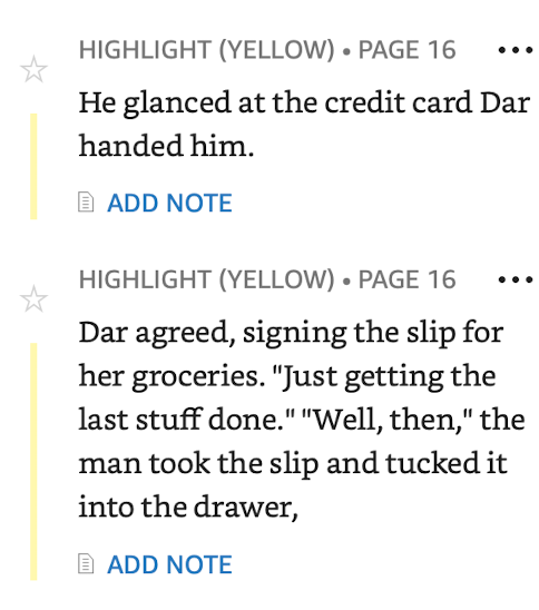 Screenshot of a portion where Dar signs a slip for a credit card purchase. 