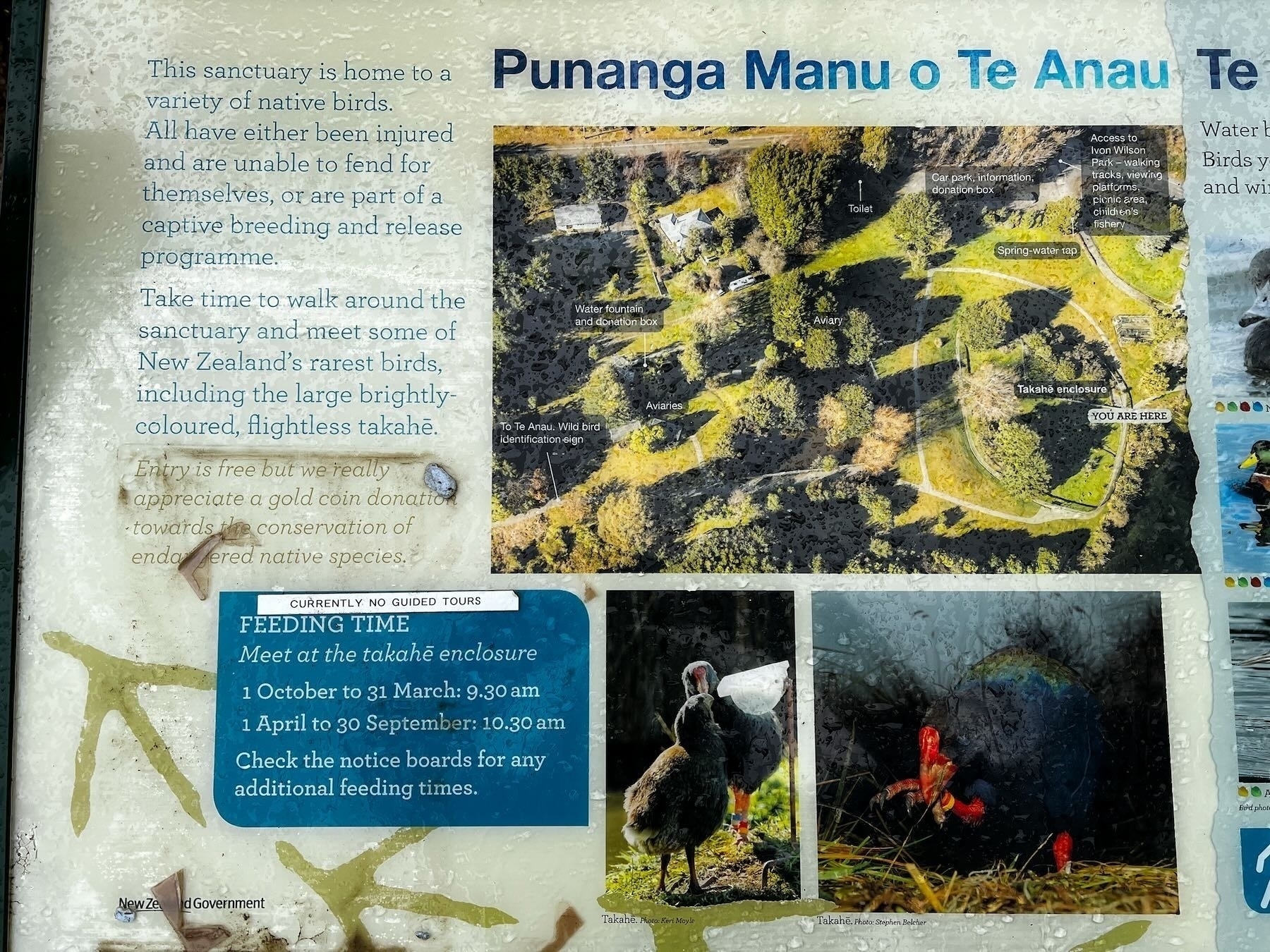 Te Anau bird sanctuary sign.