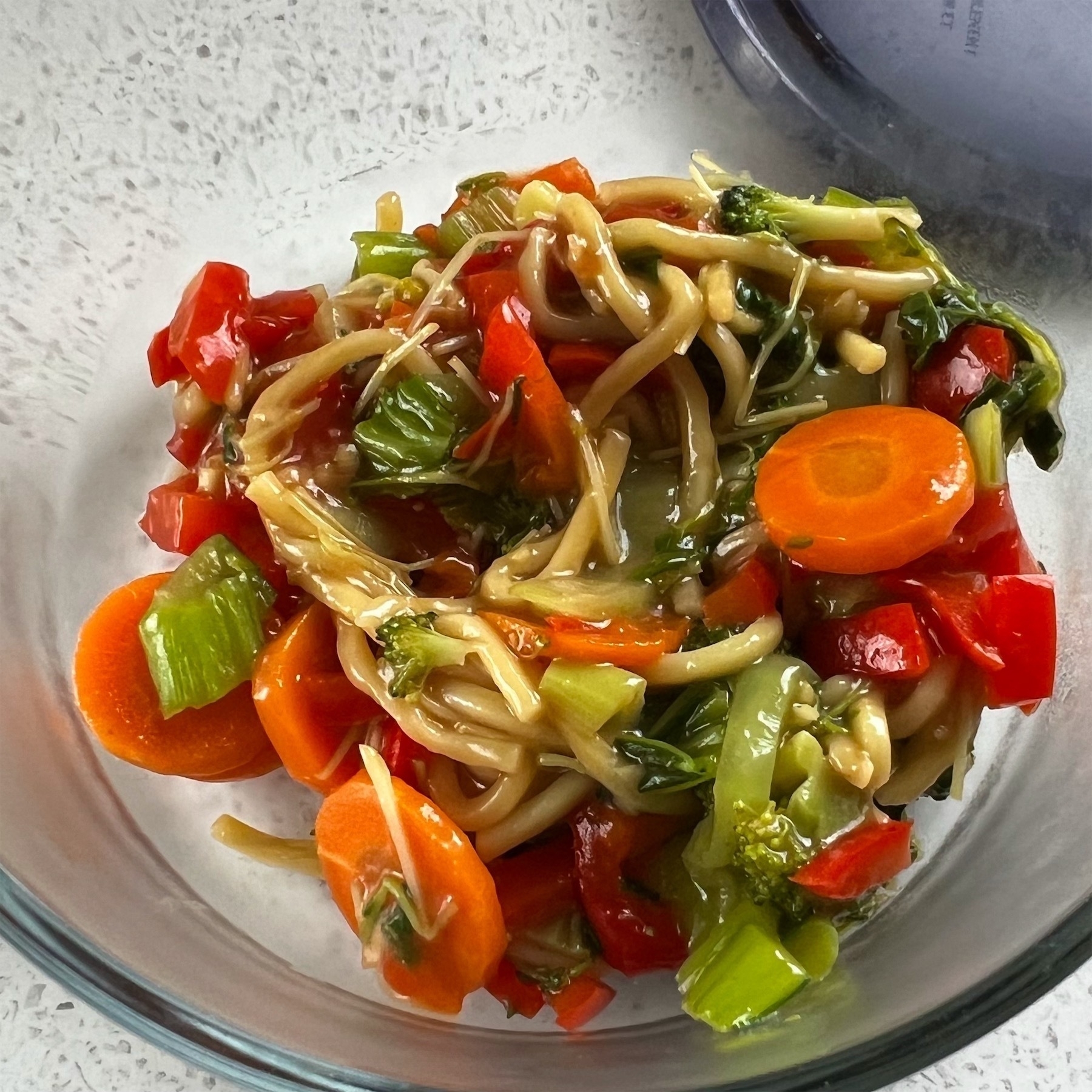 Bowl of vege lo mein.