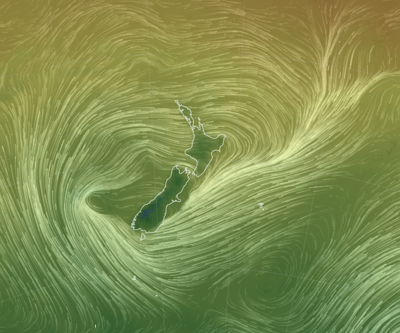 Map shows a huge Low over New Zealand. 