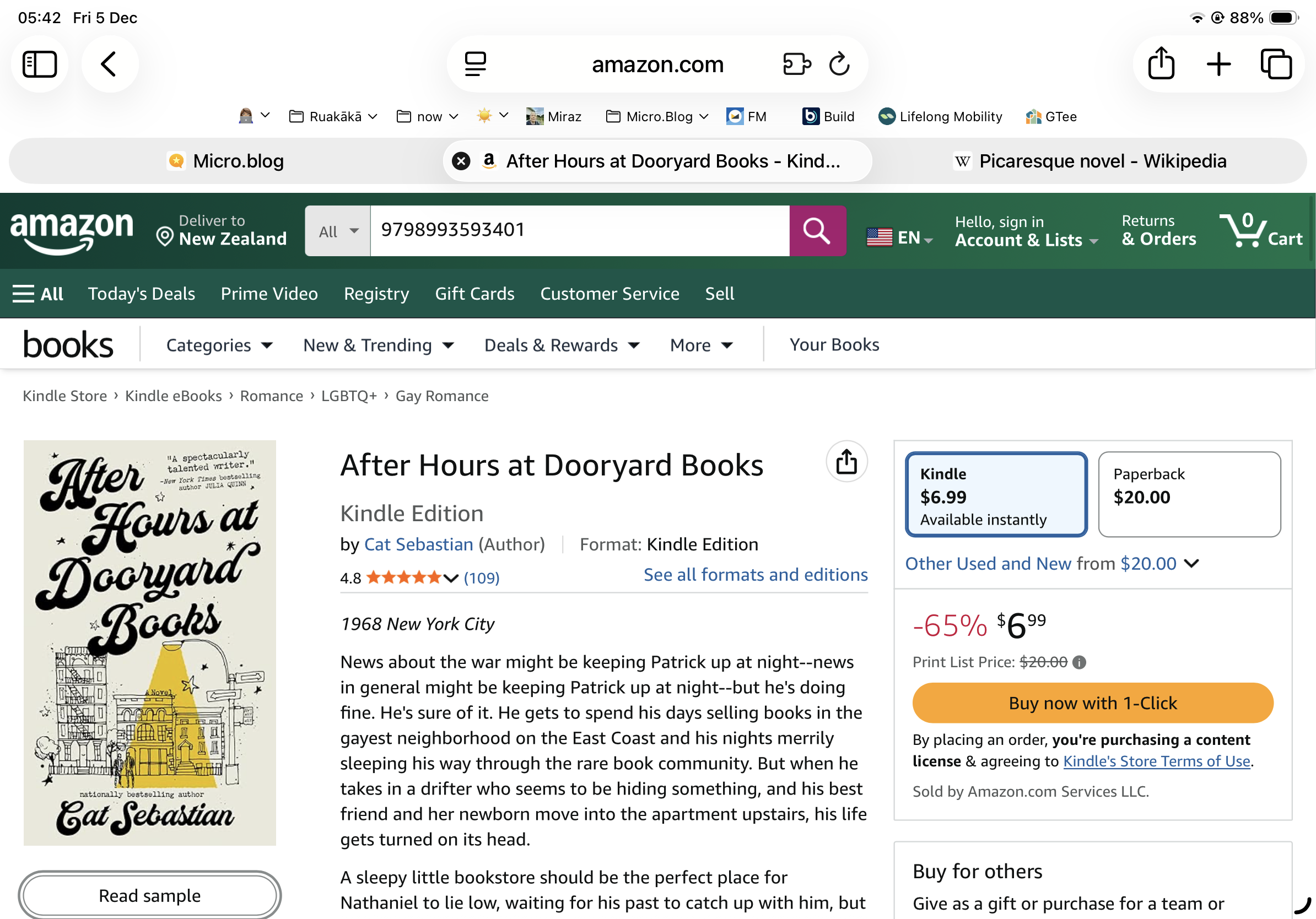 Screenshot shows the book at $6.99. 