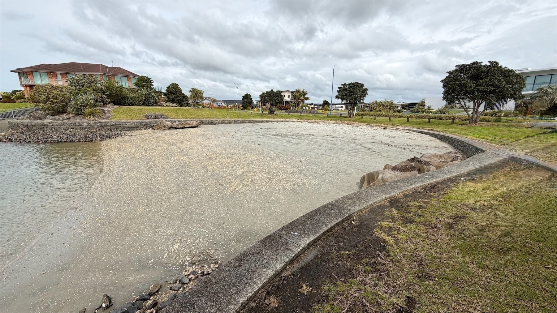 A tiny beach, only a few square metres in area.