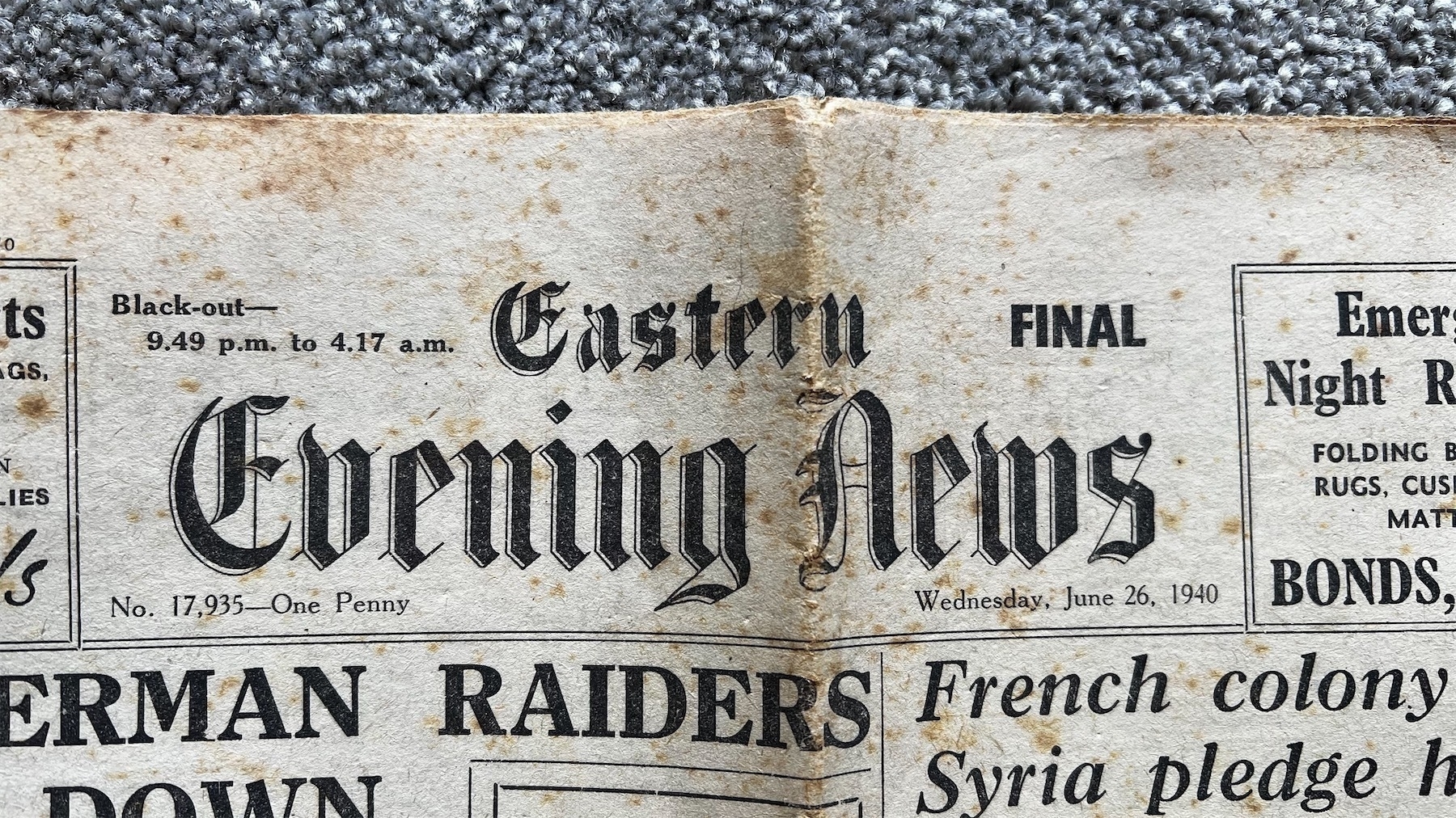 Eastern Evening News header.