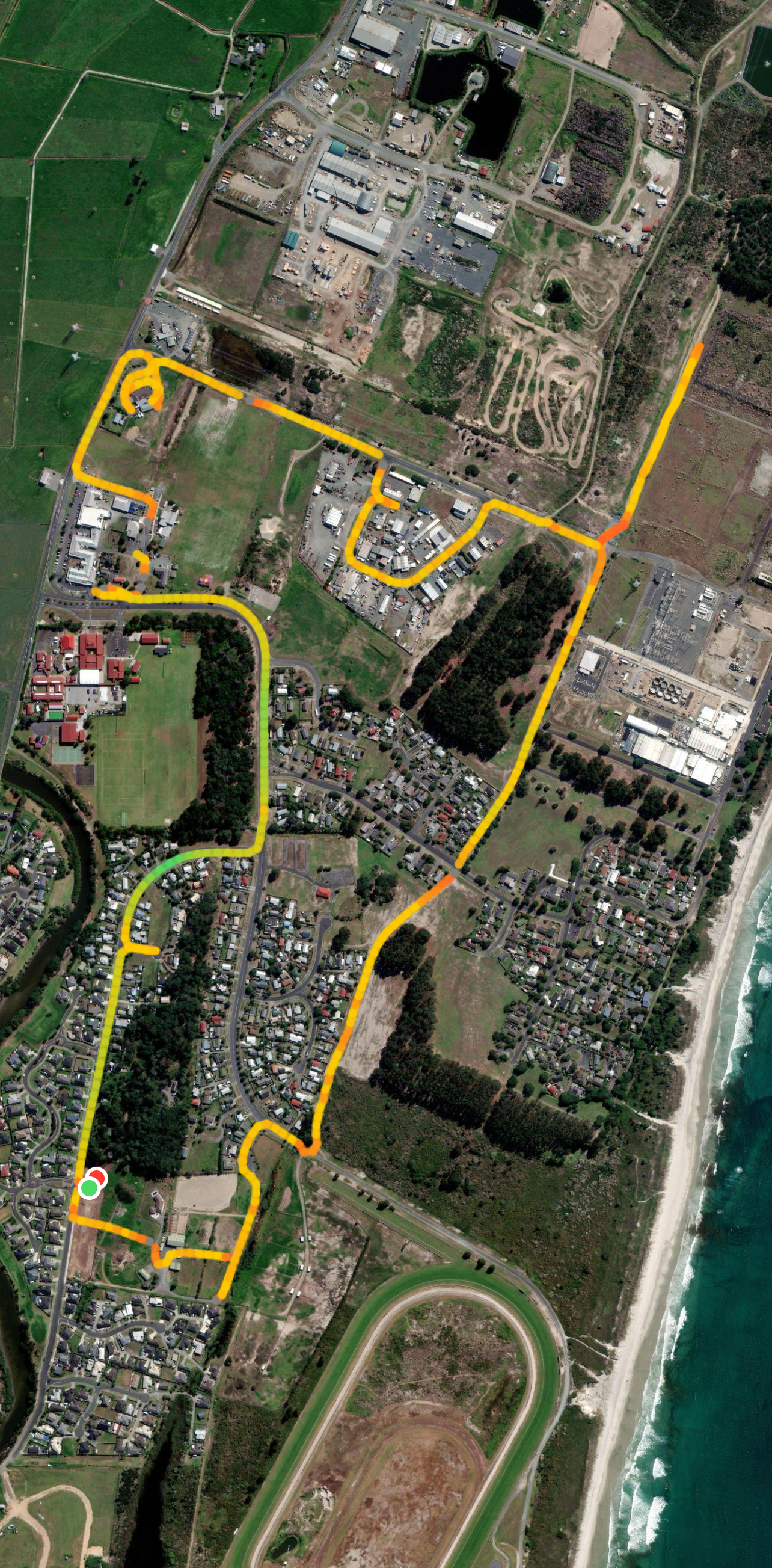 Route for an exploratory 6.5 Km bike ride around Ruakākā.