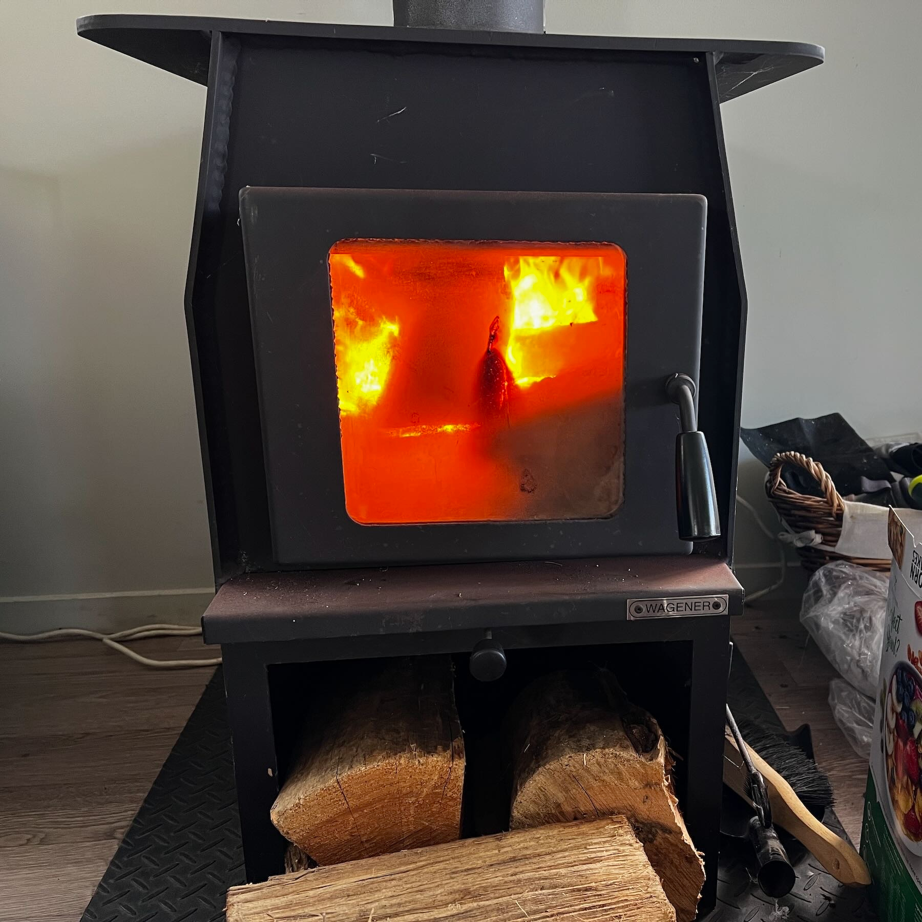 Firelight  from the woodburner on 19 March 2024.