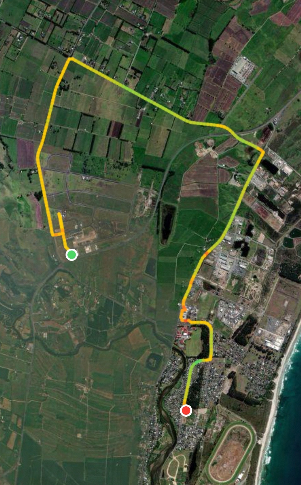 Map shows two portions of a bike ride.