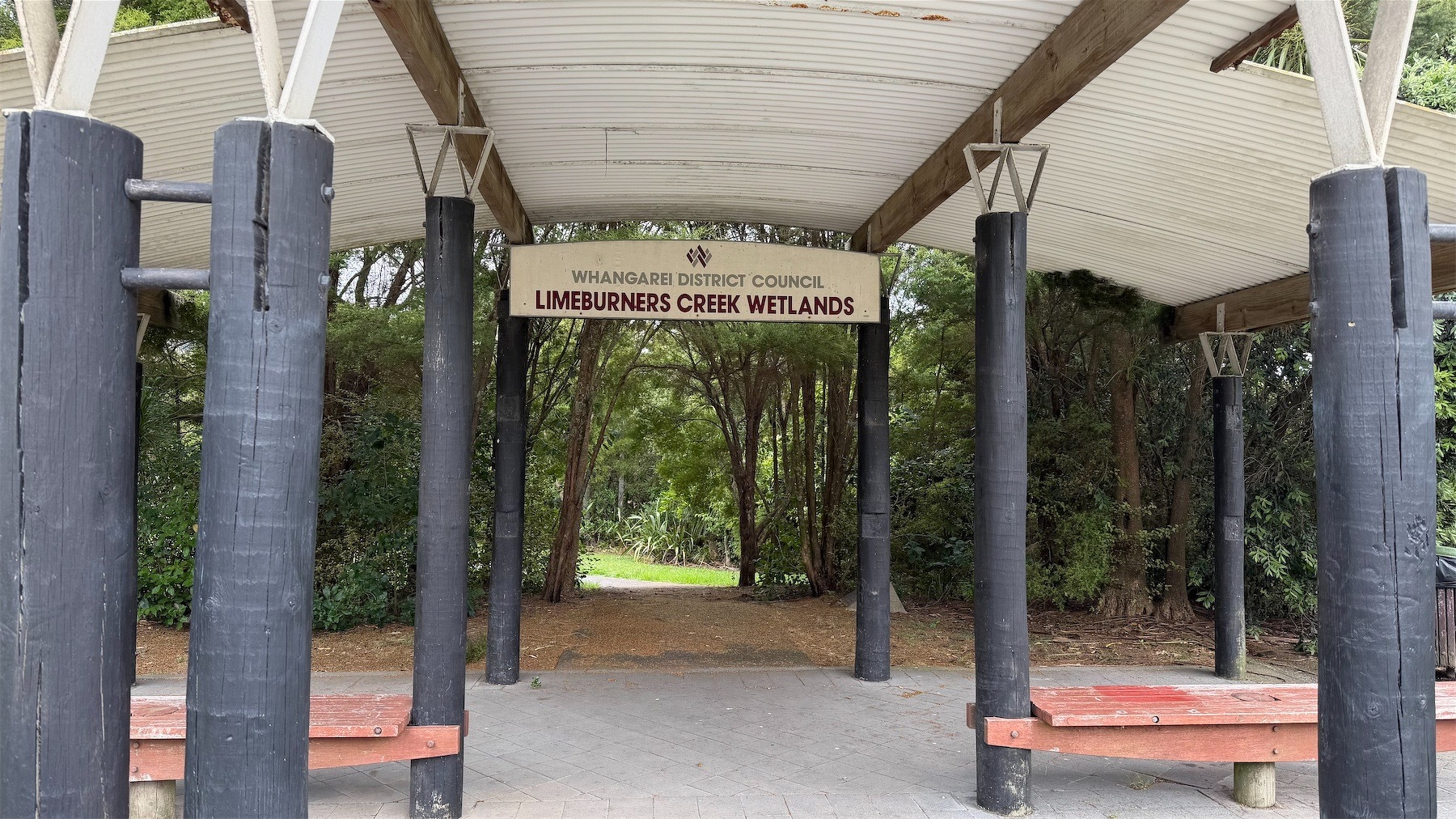 Entrance sign at Limeburners Creek Wetland. 