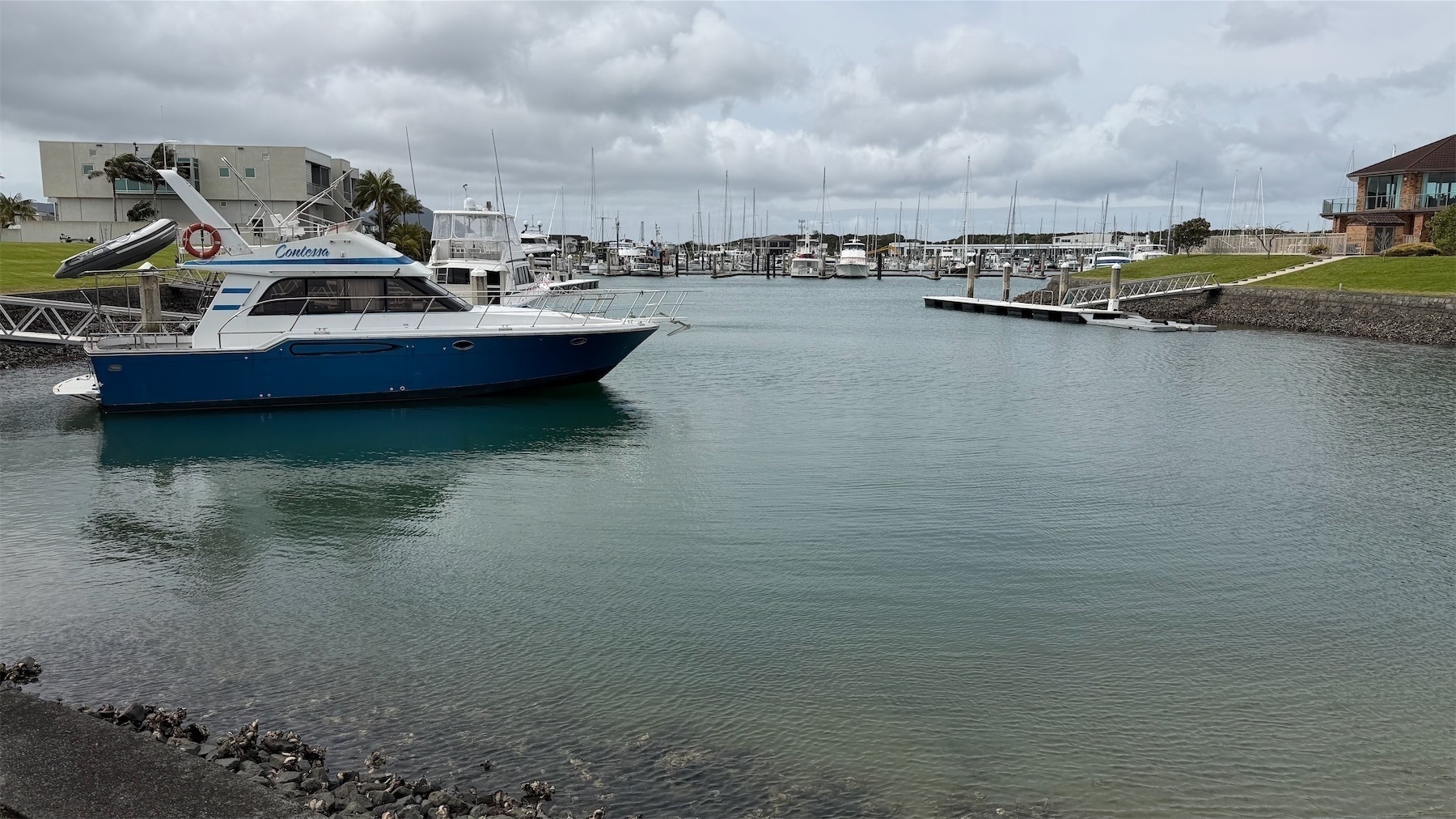 A view into a private marina area.