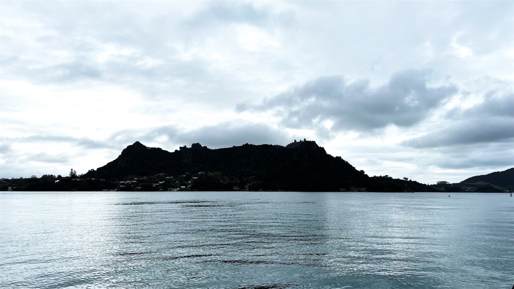 Mount Manaia, just across the harbour channel.