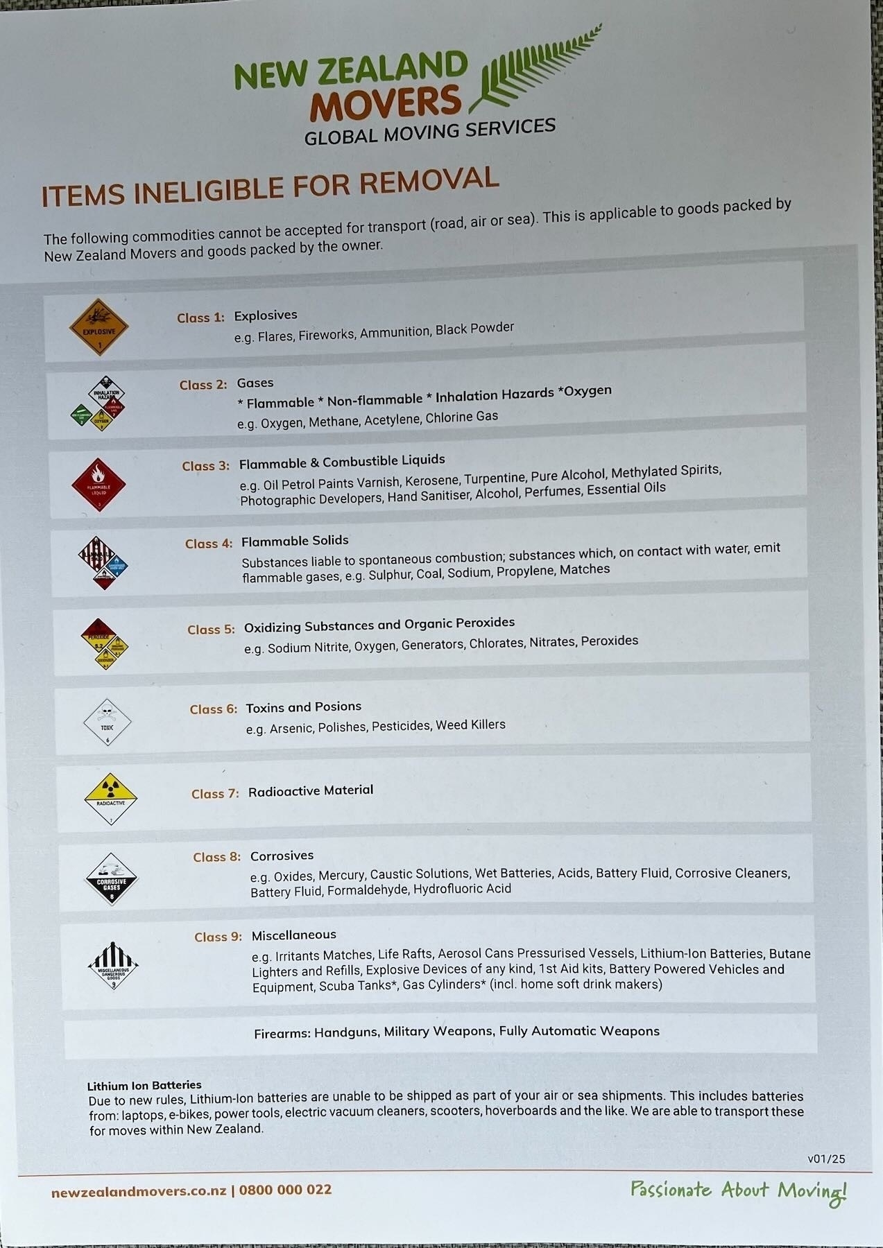 A big list of items ineligible for removal.