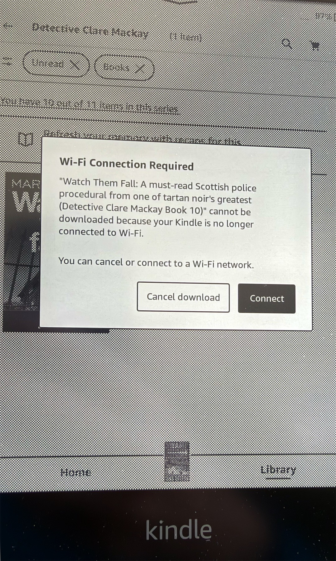 Error message says: Wi-Fi Connection Required.