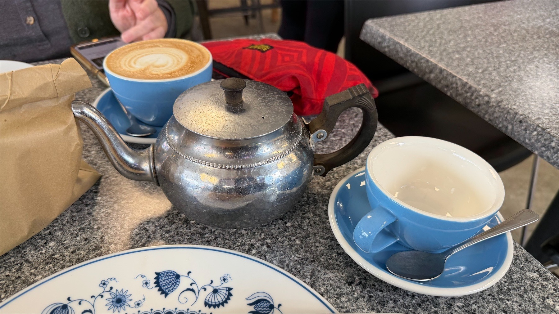 Metal teapot.