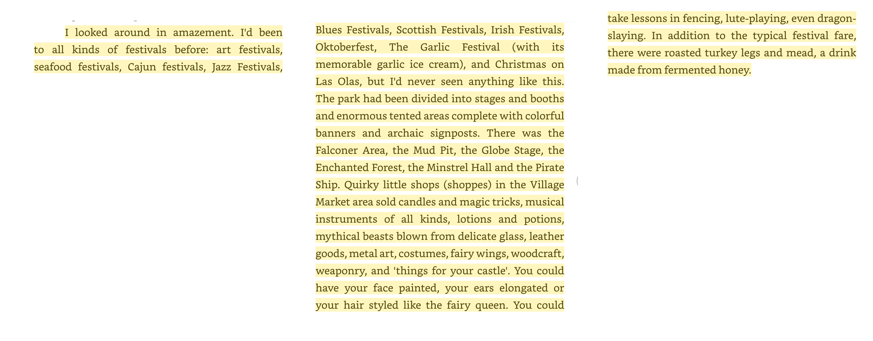 Screenshot shows 1.5 pages of listed items at a fair.