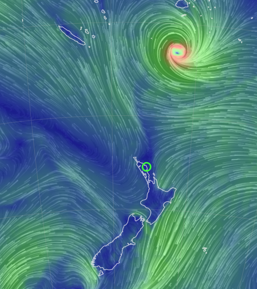 Map shows Cyclone Vaianu north east of Aotearoa.