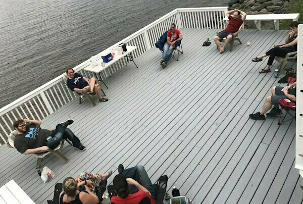 Socially-distanced deck party