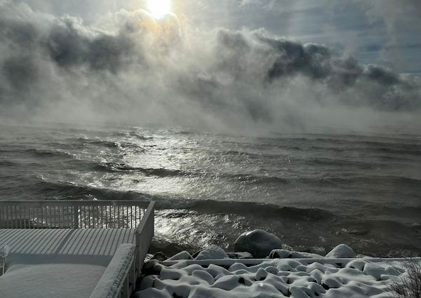 Sea smoke on Lake Superior