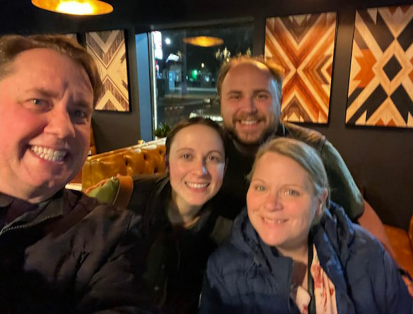 Justin, Kelsie, Alex, and Jody in a pub