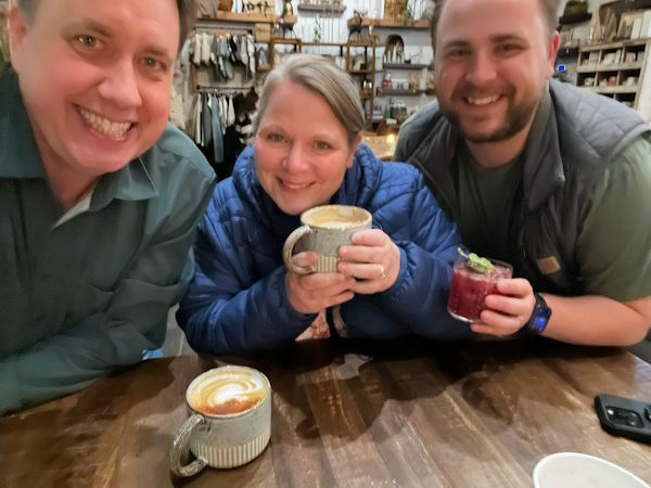 Justin, Jody, and Alex having a drink