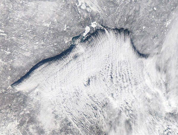 Satellite image of sea smoke