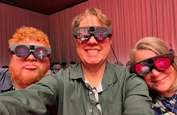 Spencer, Justin, and Jody in mixed-reality glasses
