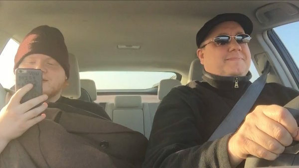 Spencer and Justin recording their rap