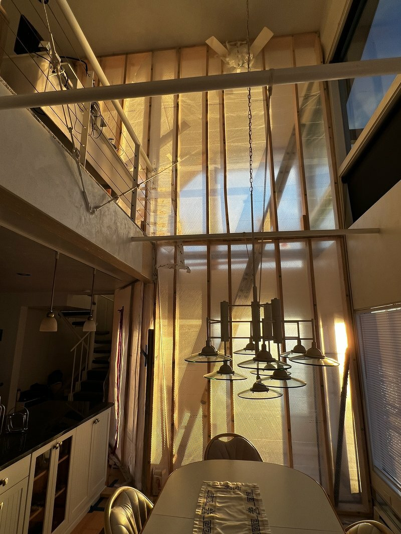 Interior construction - exposed wall framing