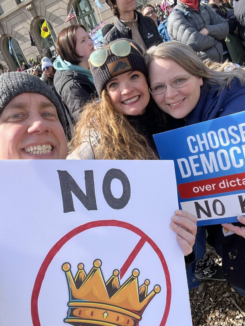 Selfie at No Kings rally with Jody and Kate