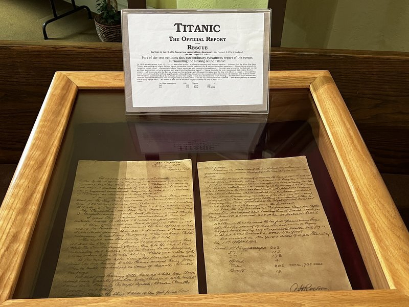 The official Titanic rescue report on display at Karpeles