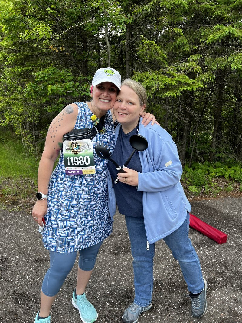 Kitchen implements for cheering at Grandma's Marathon
