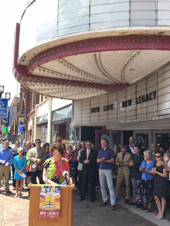 The press conference announcing the deal to restore the NorShor Theatre