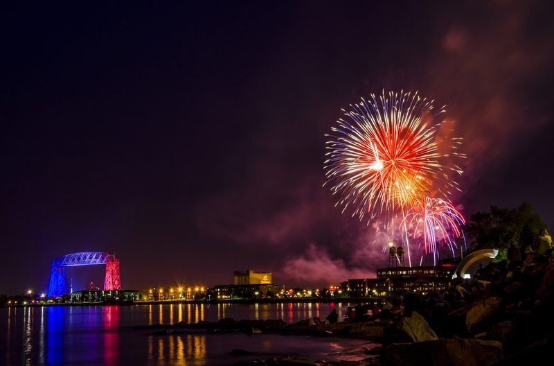 Fourth Fest fireworks over the Duluth harbor