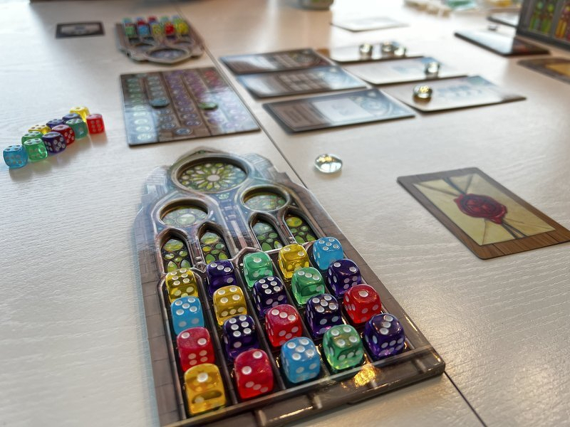 A game of Sagrada in progress