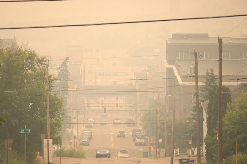 A hazardous air quality index reading during the wildfire smoke