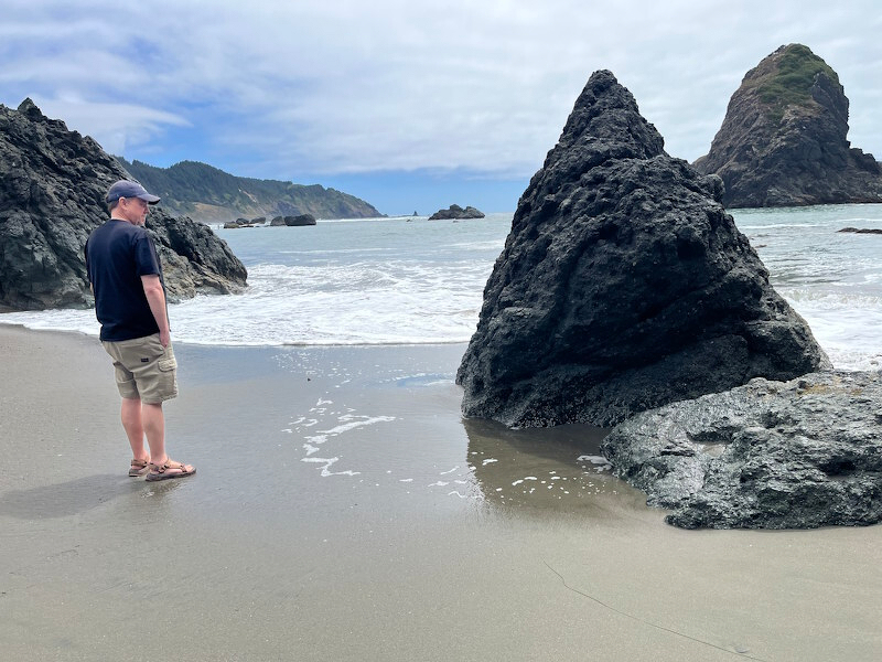 Justin looking at the Oregon coast