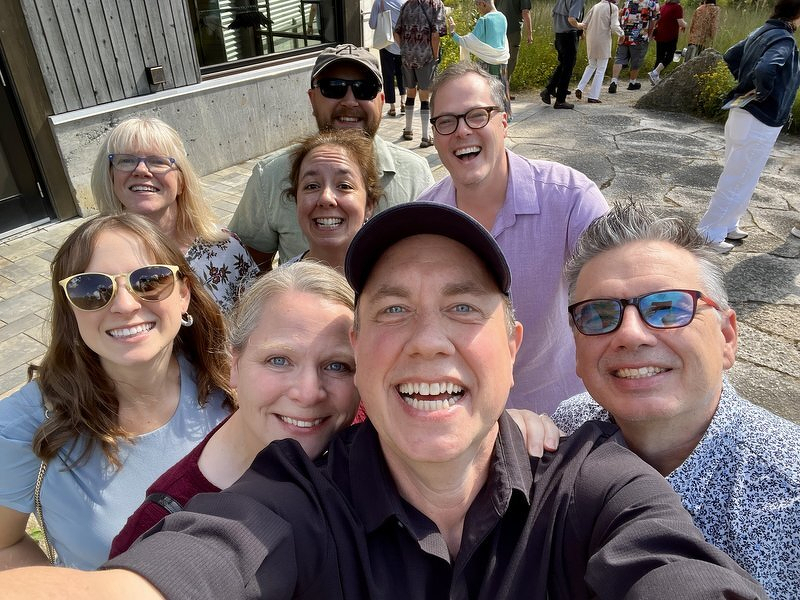 The group outside in the sunshine on the APT grounds between shows