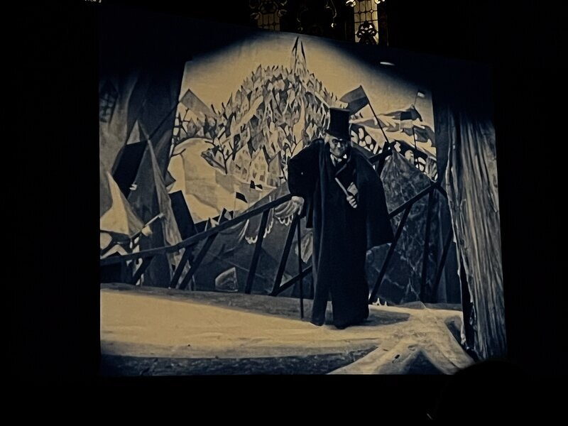The Cabinet of Dr. Caligari projected inside Sacred Heart Music Center