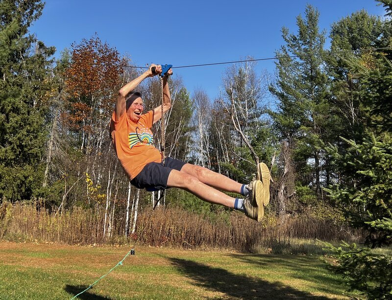 Carolyn on the zipline