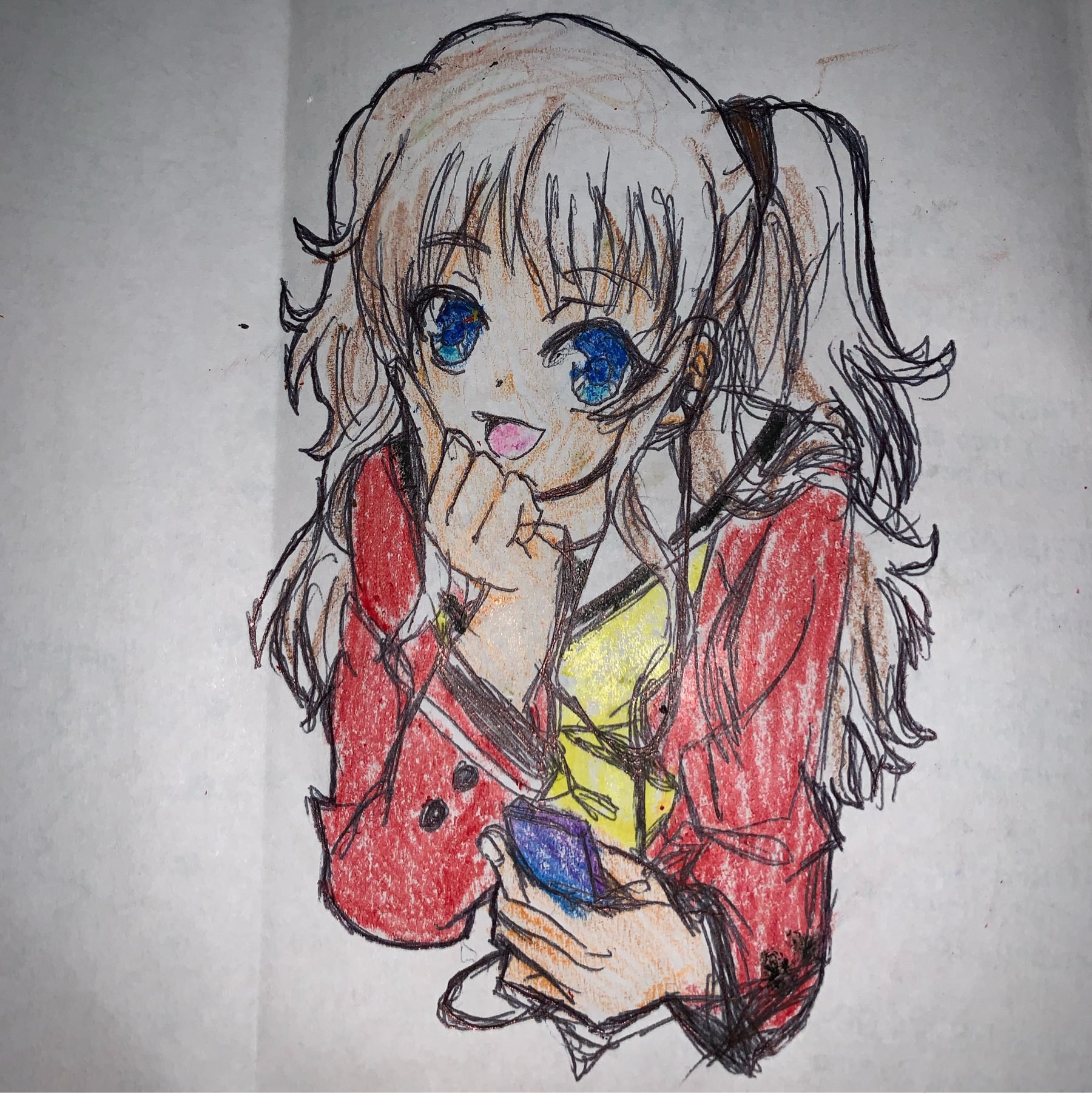 Nao Tomori, ballpoint and crayon on kid's menu