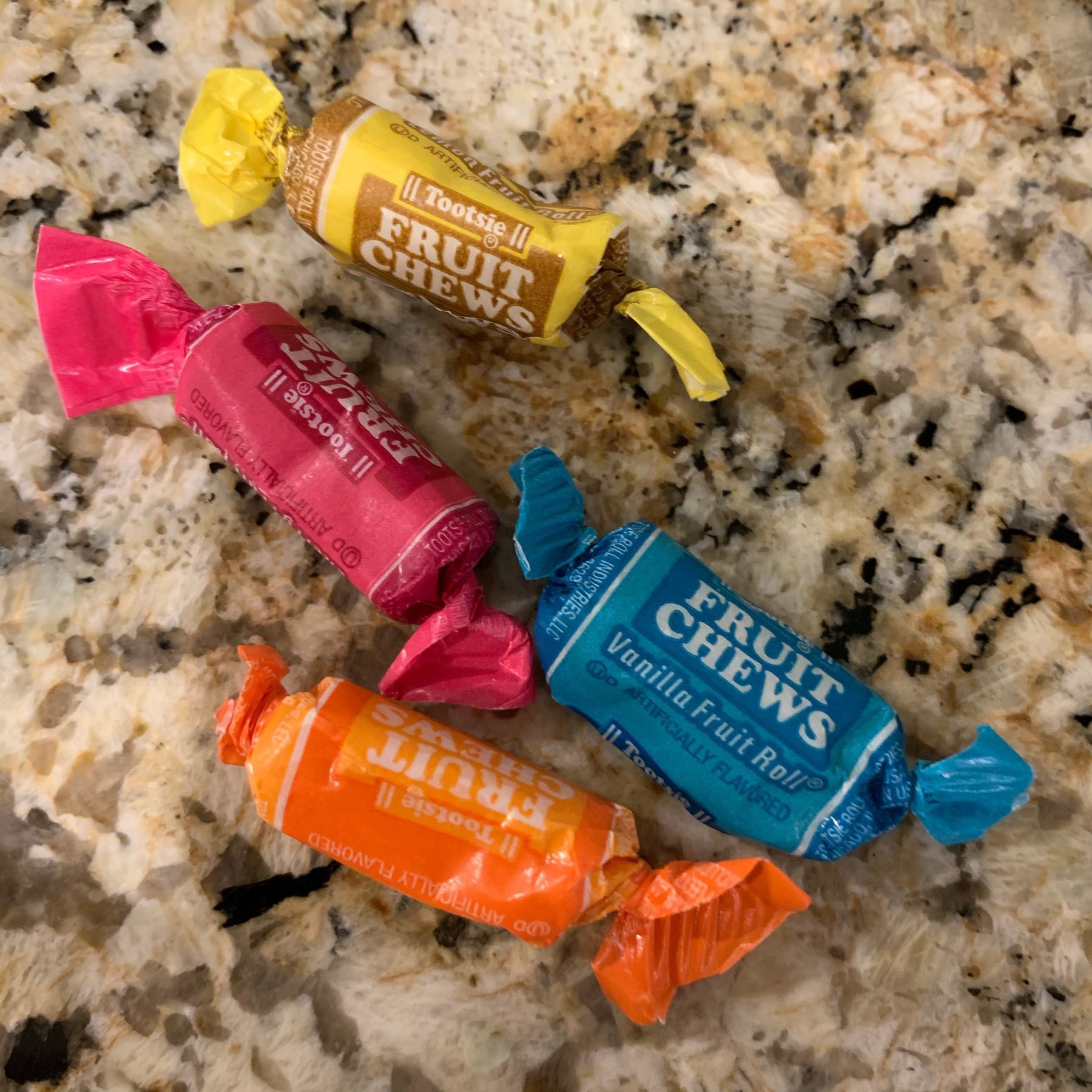 Four flavors of Tootsie Fruit Chews