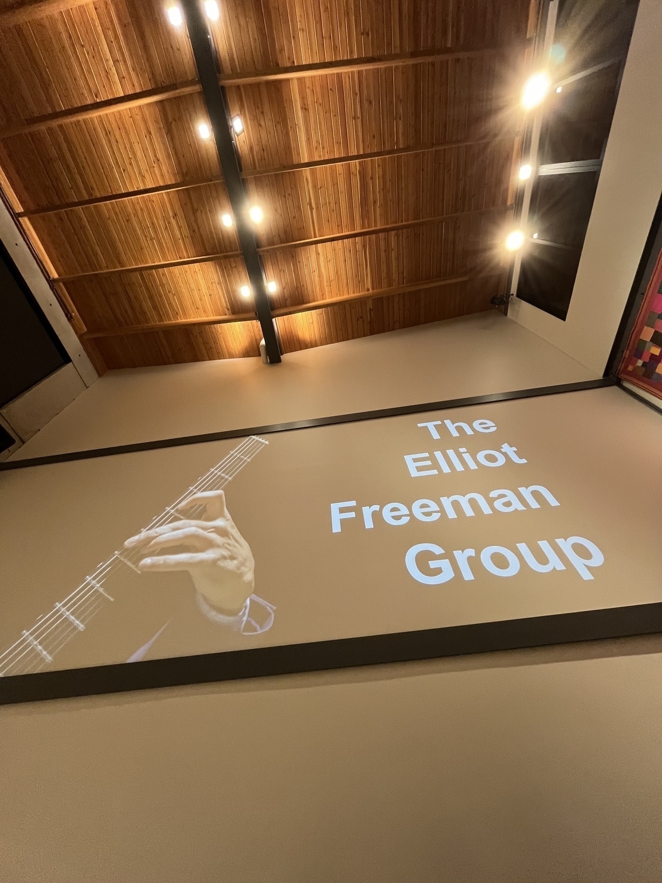 The Elliot Freeman Group displayed on a digital projection on a large wall