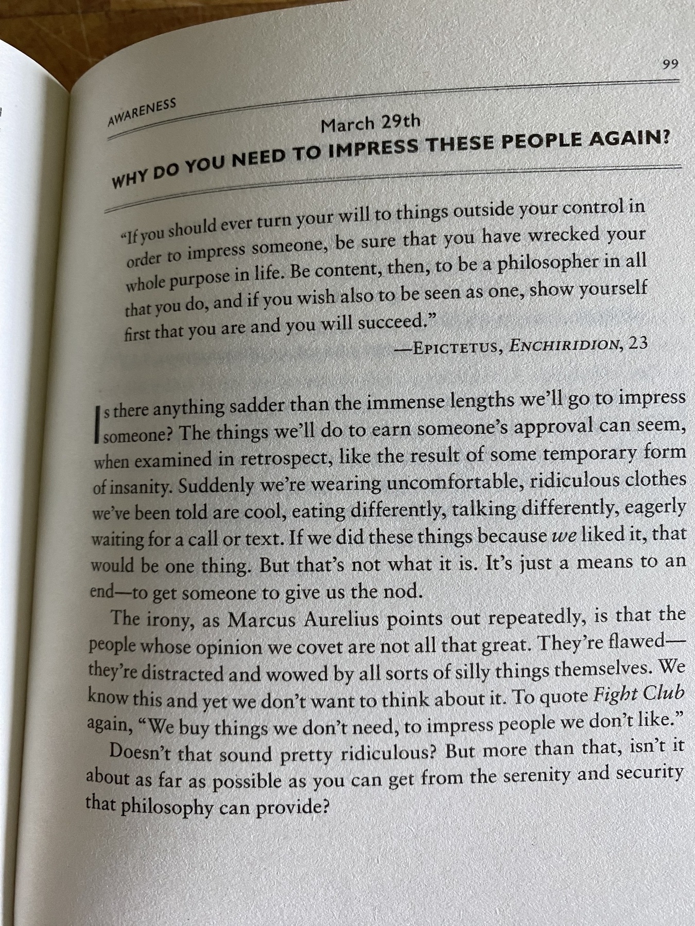 The Daily Stoic … The Daily  Quote … Page 99