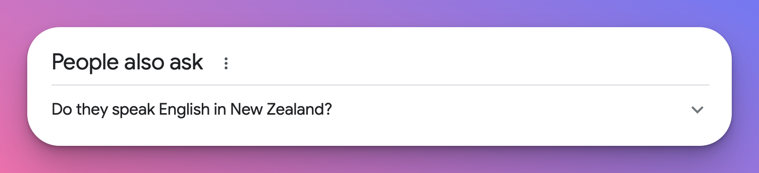 A Google Screen Grab asking a question about New Zealand