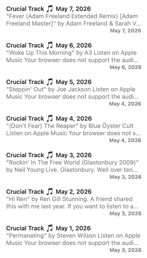 The First Seven of my Crucial Tracks journey.