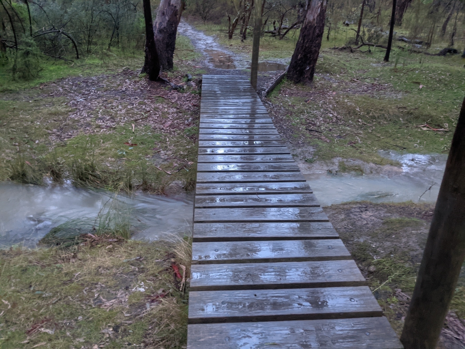 A foot-bridge over a stream